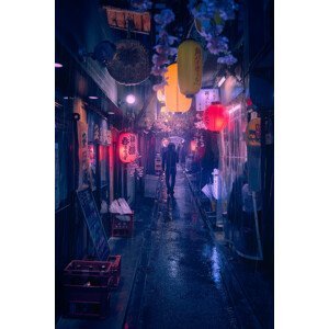 Umělecká fotografie Tokyo Blue Rain, Javier de la, (26.7 x 40 cm)