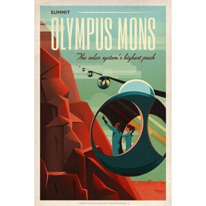Obrazová reprodukce Olympus Mons Space X (Retro Intergalactic Travel on Mars), (26.7 x 40 cm)