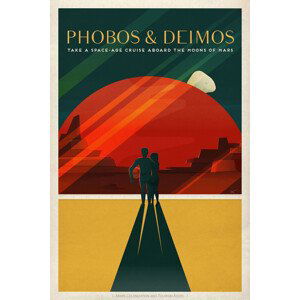 Obrazová reprodukce Phobos and Deimos Space X (Retro Intergalactic Travel on Mars), (26.7 x 40 cm)