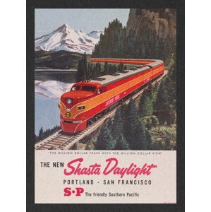 Obrazová reprodukce The New Shasta Daylight Train (Vintage Transport), (30 x 40 cm)