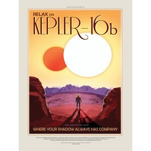 Obrazová reprodukce Relax on Kepler 16b (Retro Intergalactic Space Travel) NASA, (30 x 40 cm)