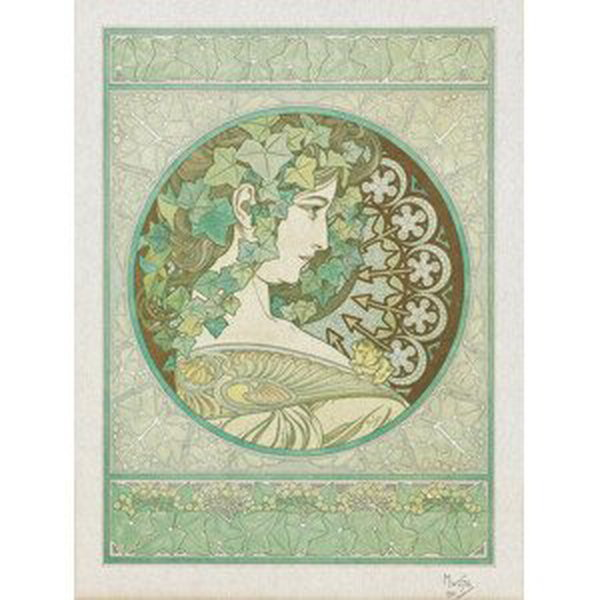 Obrazová reprodukce Green Garden Ivy (Vintage Art Nouveau) - Alfons Mucha, (30 x 40 cm)