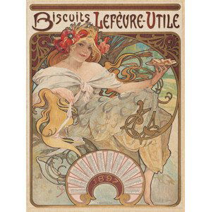 Obrazová reprodukce Biscuits Lefèvre-Utile Biscuit Advert (Vintage Art Nouveau) - Alfons Mucha, (30 x 40 cm)