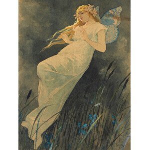 Obrazová reprodukce The Elf in the Iris Blossoms (Vintage Art Nouveau) - Alfons Mucha, (30 x 40 cm)
