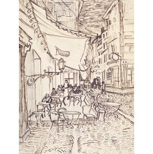 Obrazová reprodukce Café Terrace at Night (Study Sketch) - Vincent van Gogh, (30 x 40 cm)