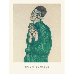Obrazová reprodukce Self Portrait in Green (Vintage Male Portrait) - Egon Schiele, (30 x 40 cm)