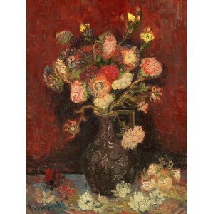 Obrazová reprodukce Vase with Cinese Asters & Gladioli (Vintage Flowers) - Vincent van Gogh, (30 x 40 cm)