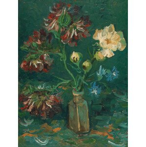 Obrazová reprodukce Small Bottle with Peonies & Blue Delphiniums (Vintage Flowers) - Vincent van Gogh, (30 x 40 cm)