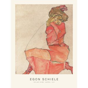 Obrazová reprodukce The Lady in Red (Special Edition Female Portrait) - Egon Schiele, (30 x 40 cm)