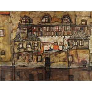 Obrazová reprodukce The House on the River Wall (Vintage Cityscape) - Egon Schiele, (40 x 30 cm)