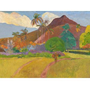 Obrazová reprodukce Bright Tahitian Landscape (Vintage Mountains) - Paul Gauguin, (40 x 30 cm)
