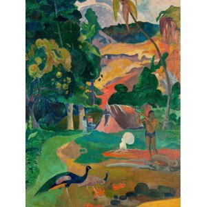 Obrazová reprodukce Landscape with Peacocks (Vintage Tahitian Landscape) - Paul Gauguin, (30 x 40 cm)