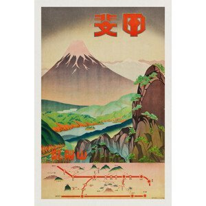 Obrazová reprodukce Fields of Colour (Retro Japanese Tourist Poster) - Travel Japan, (26.7 x 40 cm)