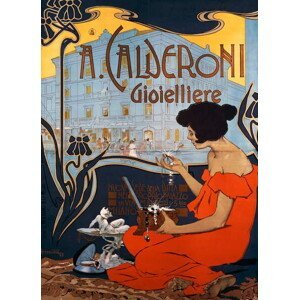 Hohenstein, Adolfo - Obrazová reprodukce Advertising poster for Calderoni Jewelers in Milan, 1898, by Adolf Hohenstein , Italy, 19th century, (30 x 40