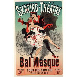 Obrazová reprodukce Masquerade Ball at the Skating Theatre, Cheret, Jules, 26.7x40 cm