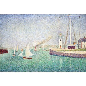 Obrazová reprodukce Entrance of the Port of Honfleur (Vintage Seascape with Boats) - Georges Seurat, (40 x 26.7 cm)