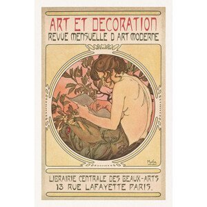 Obrazová reprodukce Art Et Decoration (Beautiful Art Nouveau Portrait) - Alfons / Alphonse Mucha, (26.7 x 40 cm)