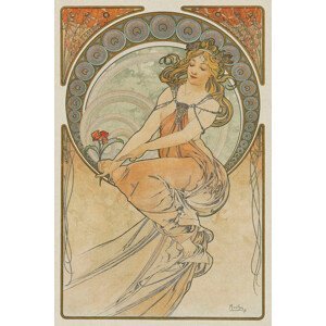 Obrazová reprodukce The Arts 3, Heavily Distressed (Beautiful Vintage Art Nouveau Lady) - Alfons / Alphonse Mucha, (26.7 x 40 cm)