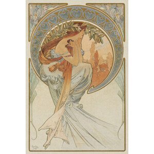 Obrazová reprodukce The Arts 4, Heavily Distressed (Beautiful Vintage Art Nouveau Lady) - Alfons / Alphonse Mucha, (26.7 x 40 cm)