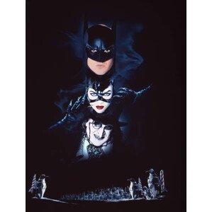 Umělecká fotografie Michael Keaton, Michelle Pfeiffer And Danny Devito., Batman Returns 1992, (30 x 40 cm)