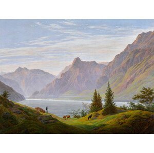 Obrazová reprodukce A Mountain Lake in the Morning (Vintage Green Landscape) - Caspar David Friedrich, (40 x 30 cm)