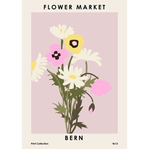 Ilustrace Flower Market Bern, NKTN, (30 x 40 cm)