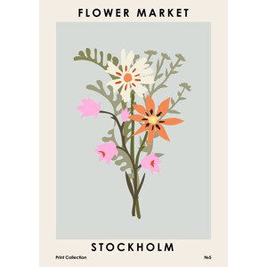 Ilustrace Flower Market Stockholm, NKTN, (30 x 40 cm)