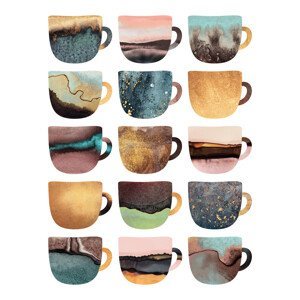 Ilustrace Earthy Coffee Cups, Elisabeth Fredriksson, (30 x 40 cm)