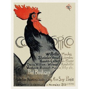 Obrazová reprodukce Cocorico, Vintage Rooster (French Chicken Poster) - Théophile Steinlen, (30 x 40 cm)