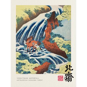 Obrazová reprodukce Yoshitsune Waterfall (Japandi Decor) - Katsushika Hokusai, (30 x 40 cm)