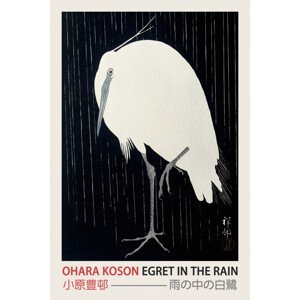 Obrazová reprodukce Egret in the Rain (Japanese Woodblock Japandi print) - Ohara Koson, (26.7 x 40 cm)