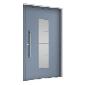 Hliníkové vchodové dveře Premium Line model 5019 Výplň dveří: Oboustranná překrývající výplň, Rám dveří: PD STAR 90