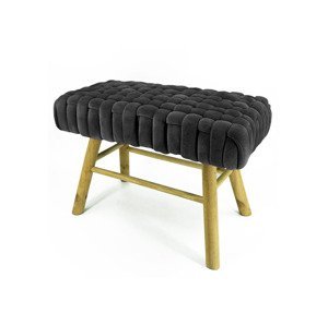 NOOR Living Taburet v sametovém vzhledu (household/office stool, černá, obdélníková varianta 60 x 30 cm)