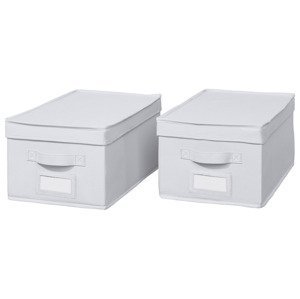 LIVARNO home Úložný box (box s víkem, šedý, 2 kusy)