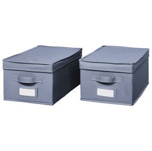 LIVARNO home Úložný box (box s víkem, modrý, 2 kusy)