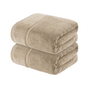 LIVARNO home Froté ručník, 50 x 100 cm, 2 kusy (hnědošedá)