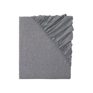 LIVARNO home Napínací prostěradlo Chambray, 90-100 x 200 cm (tmavě šedá)