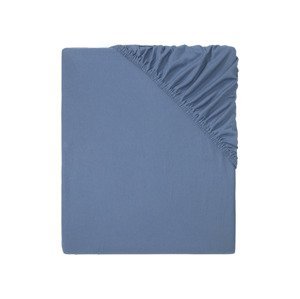 LIVARNO home Žerzejové napínací prostěradlo, 90–100 x 200 cm (tmavě modrá)
