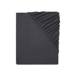 LIVARNO home Žerzejové napínací prostěradlo, 180-200 x 200 cm (tmavě šedá)
