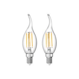 LIVARNO home Filamentová LED žárovka (svíčka větruvzdorná E14, 2 kusy)