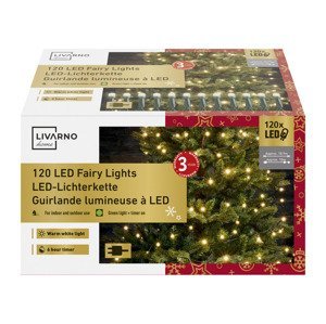 LIVARNO home Světelný LED řetěz, 120 LED (teplá bílá)