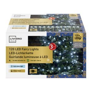 LIVARNO home Světelný LED řetěz, 120 LED (studená bílá)
