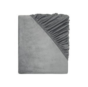 LIVARNO home Plyšové napínací prostěradlo, 90-100 x 200 cm (šedá)