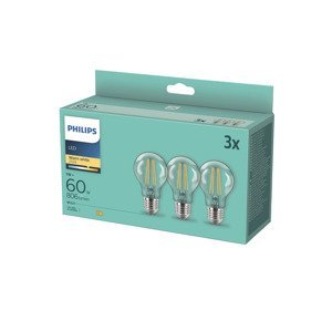 PHILIPS Filamentová LED žárovka, 3 kusy (E27 filamentová)