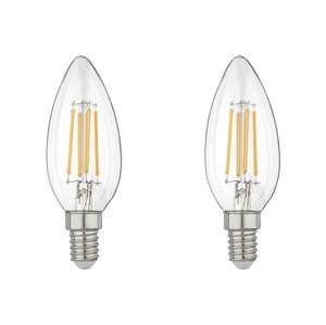 LIVARNO home Filamentová LED žárovka (svíčka E14, 2 kusy)
