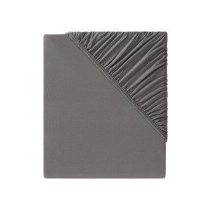 LIVARNO home Žerzejové napínací prostěradlo, 140–160 x 200 cm (tmavě šedá)