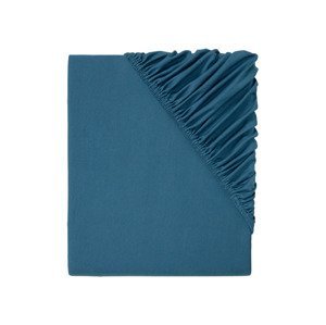 LIVARNO home Žerzejové napínací prostěradlo BIO, 90–100 x 200 cm (modrá)