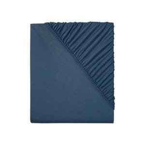 LIVARNO home Žerzejové napínací prostěradlo, 180–200 x 200 cm (tmavě modrá)