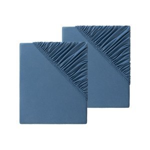 Sada žerzejových napínacích prostěradel, 90-100 x 200 cm, 2dílná, modrá