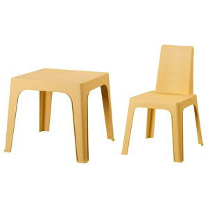 Sada dětského stolu a stohovatelné židle, žlutá